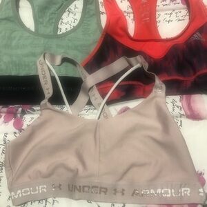 Under Armour Light Mauve/Beige Strappy Sports Bra Gymshar & Adidas